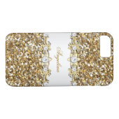 Coques Case-Mate iPhone Parties scintillant de bijoux en or blanc argent (Dos (Horizontal))
