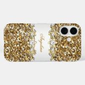 Coques Case-Mate iPhone Parties scintillant de bijoux en or blanc argent (Verso (horizontal))