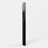 Coques Case-Mate iPhone Parties scintillant de luxe noir argent Monogramme (Dos/Droite)