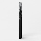 Coques Case-Mate iPhone Parties scintillant de luxe noir argent Monogramme (Dos/Gauche)