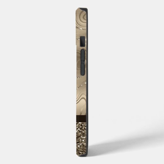 Coques Case-Mate iPhone Parties scintillant de monogramme d'or d'époque mo (Verso / Gauche)