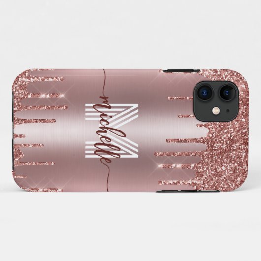 Coques Case-Mate iPhone Parties scintillant de séchage rose brillant Monog (Dos (Horizontal))