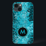Etui iPhone Case-Mate Parties scintillant de séquence de turquoise métal<br><div class="desc">Version monogramée de séquence métallique populaire look turquoise tonalités disco miroirs motif. La boule disco des années 70 est miroitante avec le bling et scintille. Recherchez ce design dans plusieurs tons. Rose bleu violet vert et peut être demandé dans votre couleur préférée. C'est un motif d'image et non une séquence...</div>