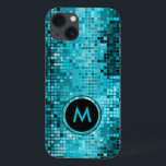 Etui iPhone Case-Mate Parties scintillant de séquence de turquoise métal<br><div class="desc">Version monogramée de séquence métallique populaire look turquoise tonalités disco miroirs motif. La boule disco des années 70 est miroitante avec le bling et scintille. Recherchez ce design dans plusieurs tons. Rose bleu violet vert et peut être demandé dans votre couleur préférée. C'est un motif d'image et non une séquence...</div>