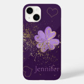 Coques Case-Mate iPhone Parties scintillant de trèfle violet personnalisé  (Verso)