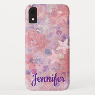 Case-Mate iPhone Case Parties scintillant des étoiles roses Nom personn