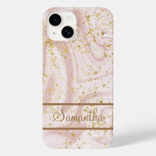 Coques Case-Mate iPhone Parties scintillant d'or à Marbre blanc rose perso (Verso)