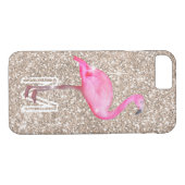 Coques Case-Mate iPhone Parties scintillant d'or de Flamant rose rose mono (Dos (Horizontal))