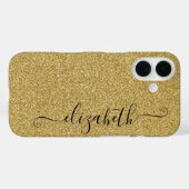 Coques Case-Mate iPhone Parties scintillant d'or de script élégant personn (Verso (horizontal))