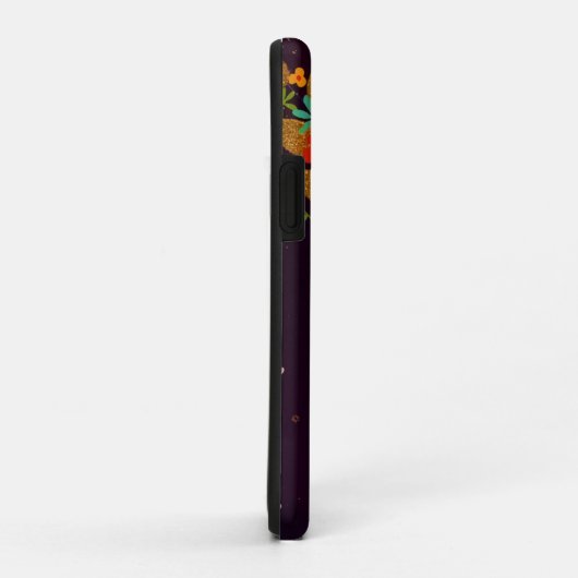 Coques Case-Mate iPhone Parties scintillant d'or Fleurs d'oiseaux de print (Dos/Droite)