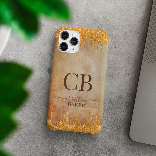 Coques Case-Mate iPhone Parties scintillant d'or gouttes avec touche rusti