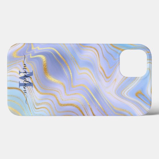 Coques Case-Mate iPhone Parties scintillant d'or Iridescente Marbre Agate  (Verso (horizontal))