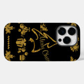 Coques Case-Mate iPhone Parties scintillant d'or Joyeux Noël, Père Noël (Verso (horizontal))