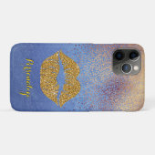 Coques Case-Mate iPhone Parties scintillant d'or Lèvres Sparkle Glam Perso (Dos (Horizontal))