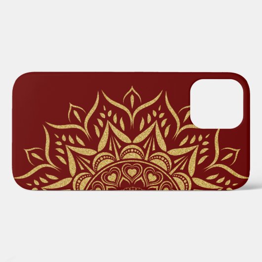Coques Case-Mate iPhone Parties scintillant d'or mandala coeurs et tourbil (Verso (horizontal))