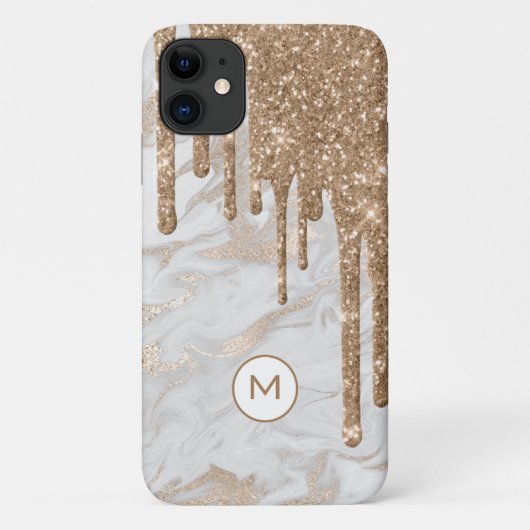 Coques Case-Mate iPhone Parties scintillant d'or Monogrammé (Dos)