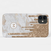 Coques Case-Mate iPhone Parties scintillant d'or Monogrammé (Dos (Horizontal))