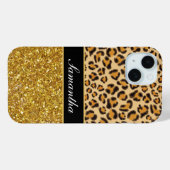 Coques Case-Mate iPhone Parties scintillant d'or motif Leopard (Verso (horizontal))