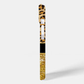 Coques Case-Mate iPhone Parties scintillant d'or motif Leopard (Verso / Gauche)