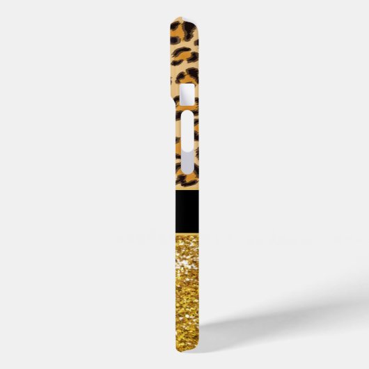 Coques Case-Mate iPhone Parties scintillant d'or motif Leopard (Verso / Gauche)