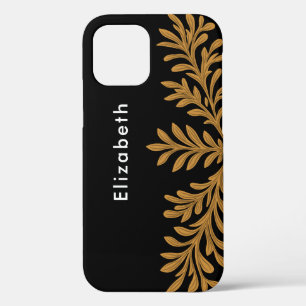 Case-Mate iPhone Case Parties scintillant d'or noir Feuilles floraux Nom