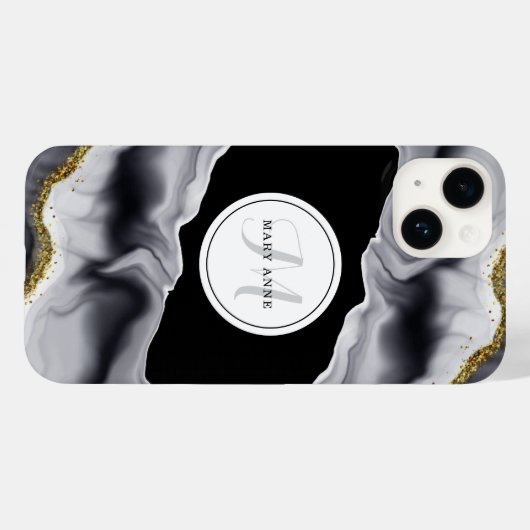 Coques Case-Mate iPhone Parties scintillant d'or Noir Personnaliser (Verso (horizontal))