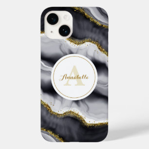Coque Pour iPhone 14 Parties scintillant d'or Noir Personnaliser