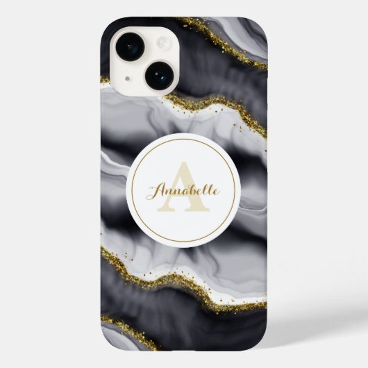 Coques Case-Mate iPhone Parties scintillant d'or Noir Personnaliser (Verso)