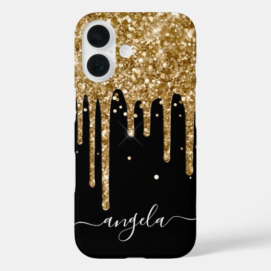 Coques Case-Mate iPhone Parties scintillant d'or Noir Signature de Glam (Verso)