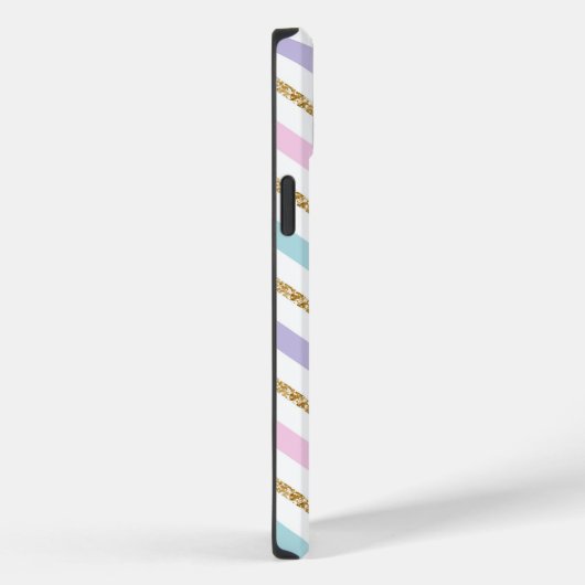 Coques Case-Mate iPhone Parties scintillant d'or Pastel Motif Zigzag (Verso / Droite)