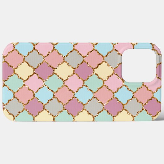 Coques Case-Mate iPhone Parties scintillant d'or Pastel rose Turquoise ble (Verso (horizontal))