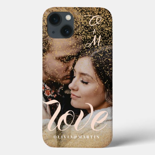 Coques Case-Mate iPhone Parties scintillant d'or personnalisé Couple photo (Verso)