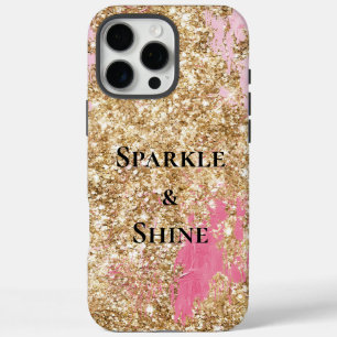 Coques iPhone 16 Pro Max Parties scintillant d'or rose fille