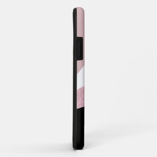 Coques Case-Mate iPhone Parties scintillant d'or rose géométrique moderne (Dos/Droite)