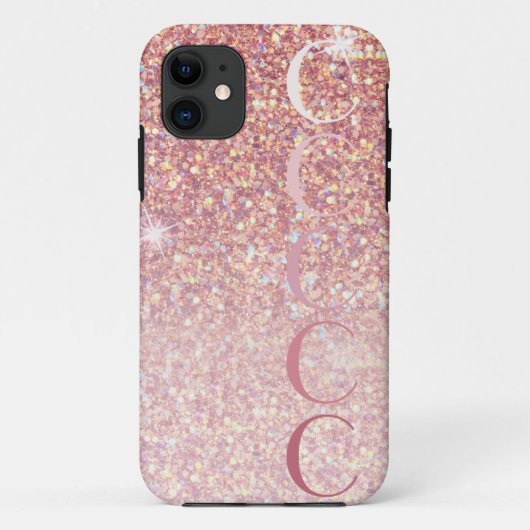 Coques Case-Mate iPhone Parties scintillant d'or Rose Monogramme (Dos)
