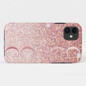Coques Case-Mate iPhone Parties scintillant d'or Rose Monogramme (Dos (Horizontal))