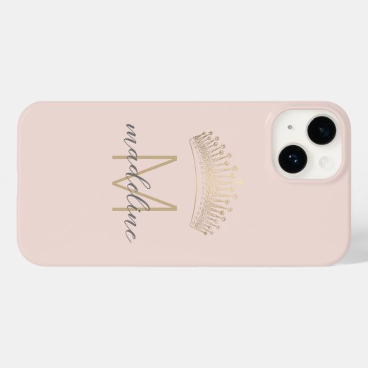 Coques Case-Mate iPhone Parties scintillant d'or rose pâle Monogramme init (Verso (horizontal))