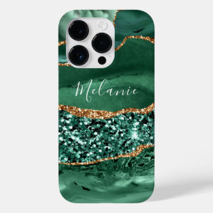 Coque Pour iPhone 14 Pro Parties scintillant d'or vert Emerald Nom personna