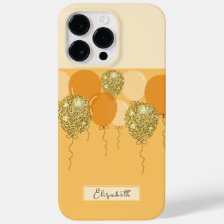 Coque Pour Pour iPhone 14 Pro Max Parties scintillant dorée et ballons jaunes