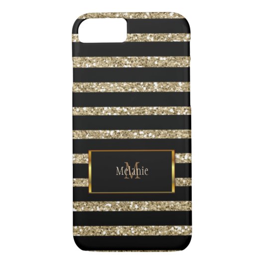 Coques Case-Mate iPhone Parties scintillant dorée moderne rayures noires n (Dos)