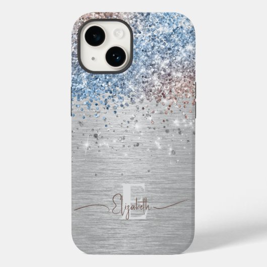Coques Case-Mate iPhone Parties scintillant dorée Rose argent brossé moder (Verso)