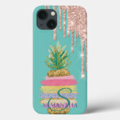 Coques Case-Mate iPhone Parties scintillant Drives Striped Pineapple Mint  (Verso)