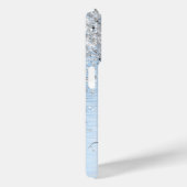 Coques Case-Mate iPhone Parties scintillant en argent brossé bleu Nom du m (Verso / Droite)