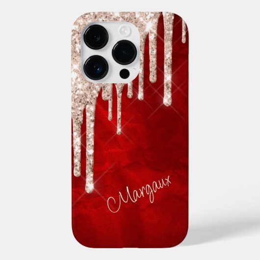 Coques Case-Mate iPhone Parties scintillant en argent Crimson sur Monogram (Verso)