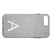 Coques Case-Mate iPhone Parties scintillant en argent de luxe et Monogramm (Dos (Horizontal))