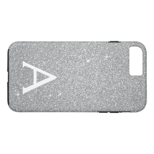 Coques Case-Mate iPhone Parties scintillant en argent de luxe et Monogramm (Dos (Horizontal))
