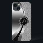 iPhone 13 Case Parties scintillant en argent et diamants métalliq<br><div class="desc">Tons argentés brillant design métallique,  look en acier inoxydable avec parties scintillant de diamants blancs. monogramme personnalisé et optionnel avec accents noirs. Comme tous les designs sur zazzle,  ce n'est pas une parties scintillant réelle ou une finition métallique,  mais juste une image.</div>