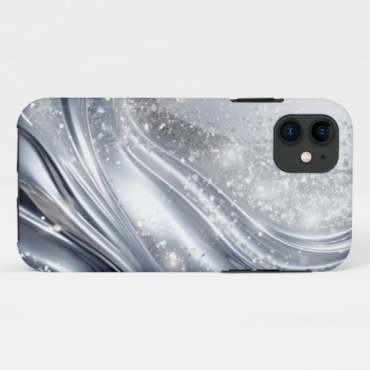Coques Case-Mate iPhone Parties scintillant en argent platine en onde - Co (Dos (Horizontal))