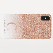 Coques Case-Mate iPhone Parties scintillant en cuivre or Rose Ombre Monogr (Dos (Horizontal))