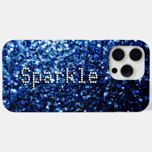 Coque iPhone 15 Pro Max Parties scintillant en faux bleu foncé scintille V
